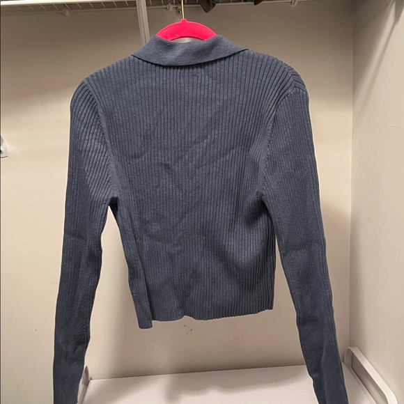 Aerie Gray Ribbed Knit Sweater - Picture 5 of 5